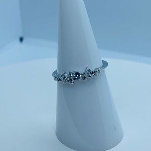 Half Eternity Mini Cluster Round and Square Ring